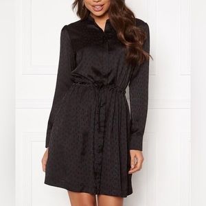 SAMSOE Monique Long Sleeve Shirt Dress in Black Floral Size Small